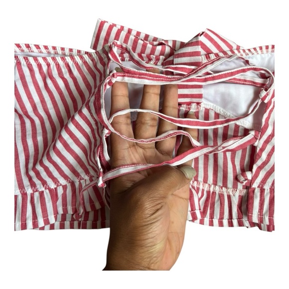 Agua Bendita Stripe Tassel half Shoulder tie Back Size M - Picture 4 of 7